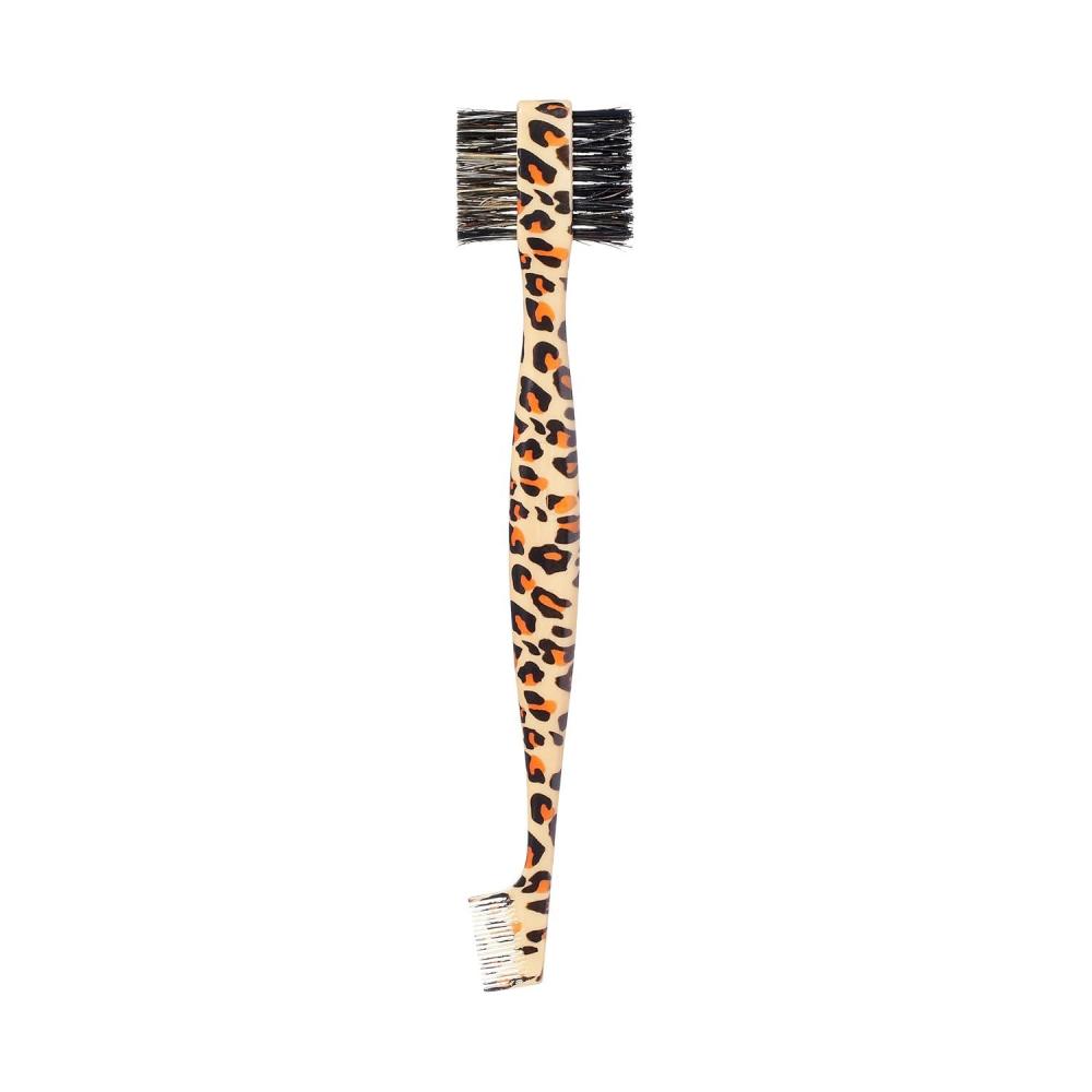 imageRED by Kiss Dual Edge Brush 3 in 1 Edge Brush Comb Soft and Hard Board Bristles LeopardLeopard
