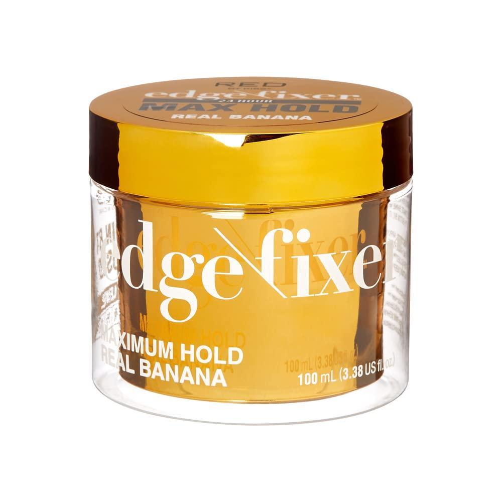imageRED by Kiss Edge Fixer Hair Shine Gel 24 Hour Max Hold NonFlaking Biotin B7 Infused Natural Styling Professional Edge Control Wax Perfect for Braiding GrapeReal Banana