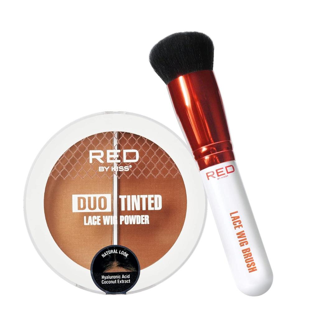 imageRED by Kiss Lace Wig Brush Tinted Powder Set  Matte Finish Oil Control Lightweight Longlasting Mix ampamp Match Shade DuoDuoLight Set