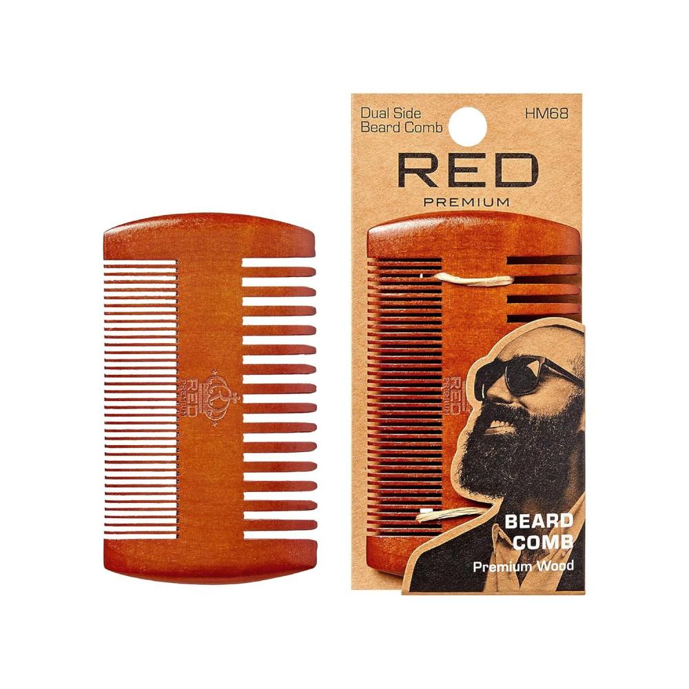 imageRED by Kiss Premium Wood Men Long Beard Comb Easy Detangling and Styling Durable Design for Gentle Beard Hair ampamp Mustache Grooming Essential No Snagging ampamp Pulling Maximize ConditioningDual Side Comb
