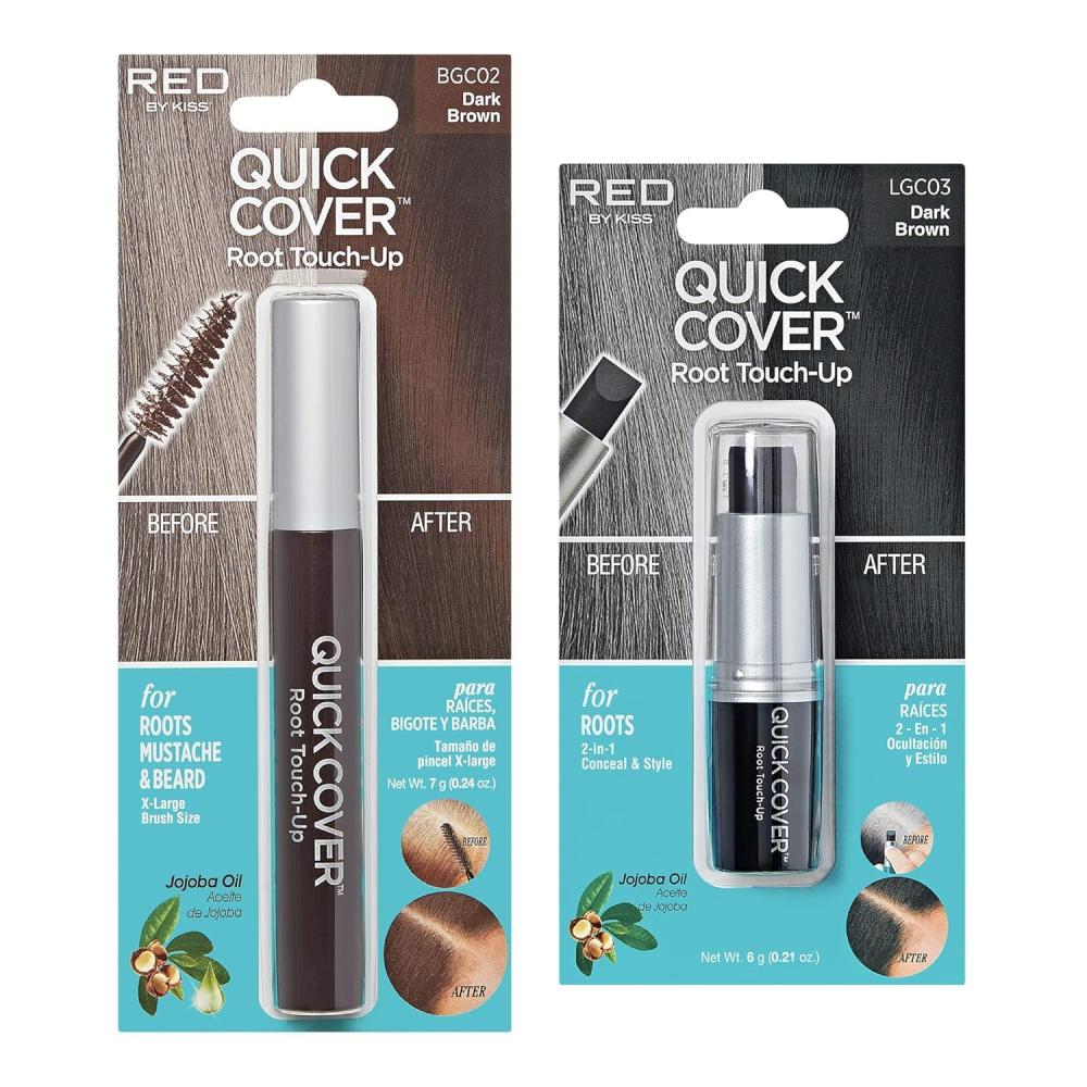 imageRED by Kiss Quick Cover Gray Hair Touch Up Root Touch Up Moisturize and Shine Brush Type ampamp Stick Type Set Dark Brown