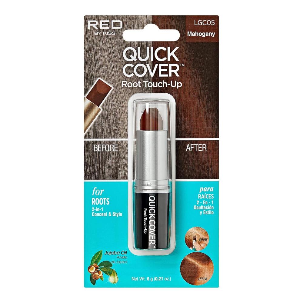 imageRED by Kiss Quick Cover Root Touch Up Stick WaterResistant Temporary Gray Hair Concealer with Brush for Roots and Beard LongLasting Coverage Easy Application 1 Pack MahoganyBrown