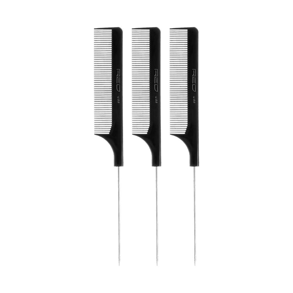 imageRed by Kiss 3 PACK Pintail Combs Reduces Frizz Heat Resistant Teasing Combs Parting Combs BoneBlack