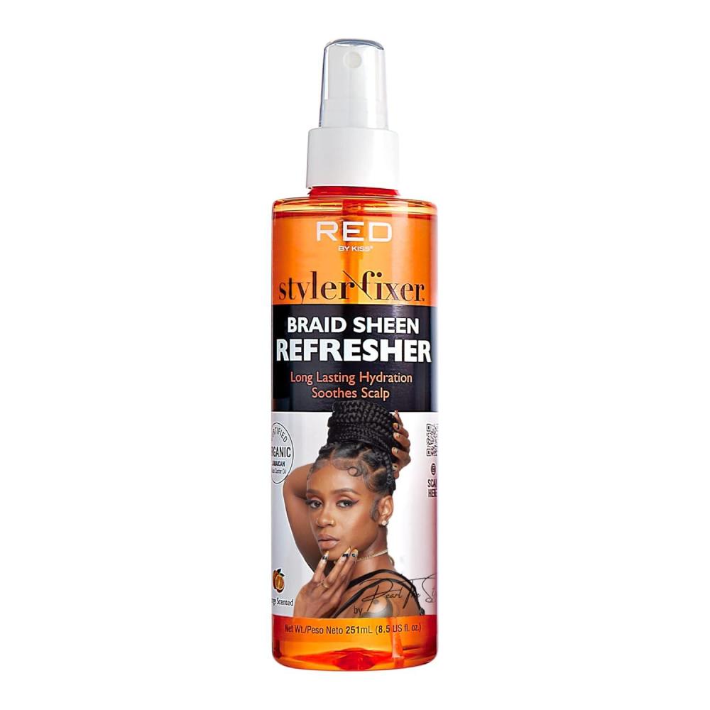 imageRed by Kiss Braid Sheen Refresher Spray Long Lasting Hydration Refresh Curls ampamp BraidHighest Shine Soothes Scalp Nourishes Dry Crips Hair Enriched with Certified Organic Jamaican Black Castor Oil