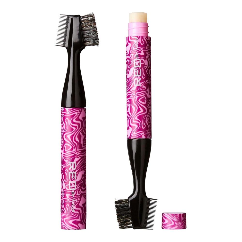 imageRed by Kiss Edge Brush With Fixer Wax 3 in 1 Control Styler Boar Bristle Brush Purple for Women StylingSWEET PEACH