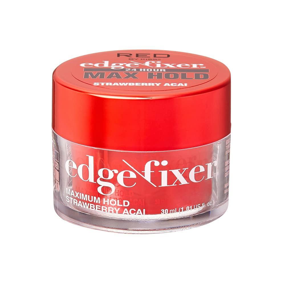 imageRed by Kiss Edge Fixer 24 Hour Maximum Hold Edge Wax No Flaking Biotin B7 Infused Hair Gel 101 flozStrawberry Acai