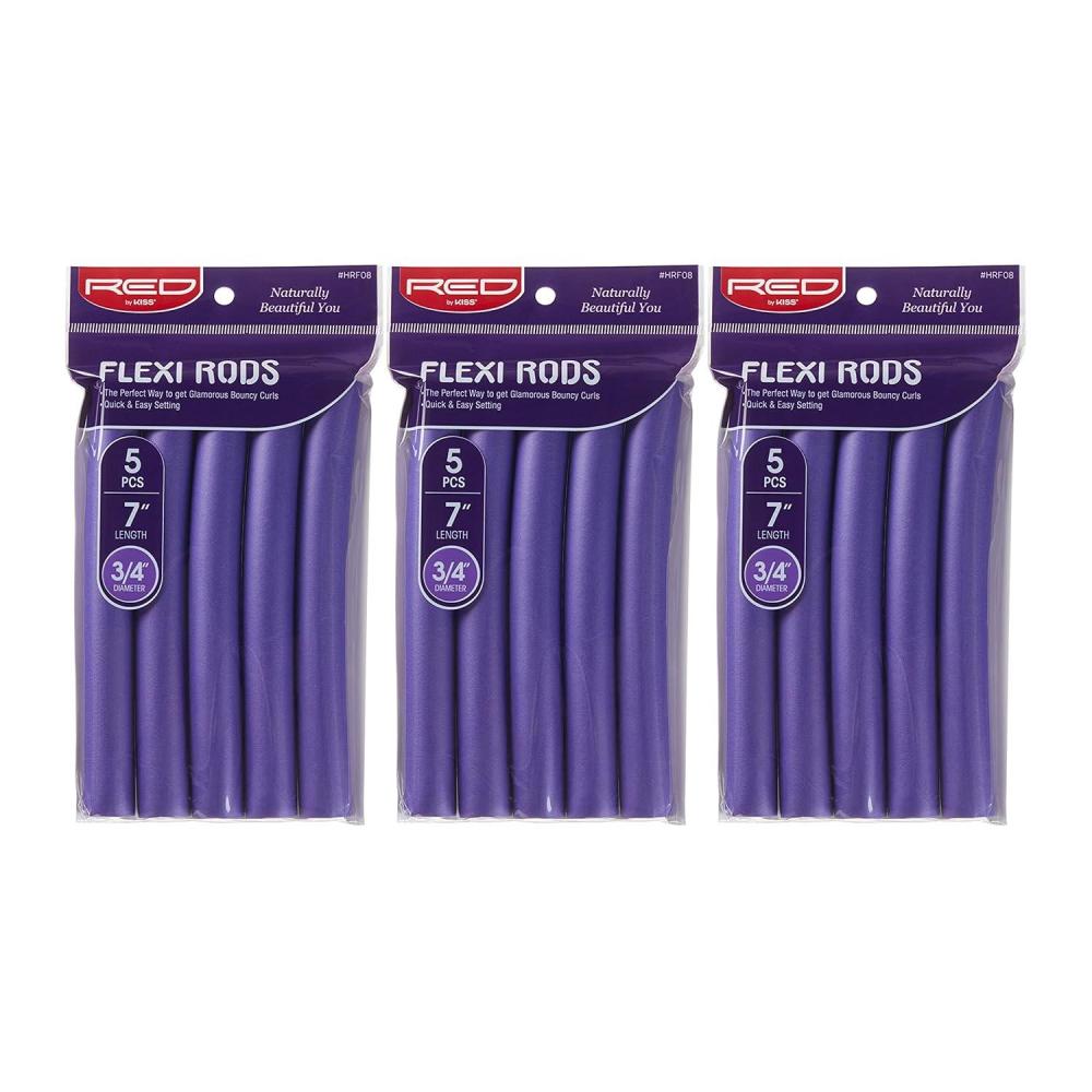 imageRed by Kiss Flexi Rods 7quot 1116quot Diameter Heatless Hair Curler for 90S Glamorous Bouncy Curls Beach Waves No Slips Sleep Styler 6 PCS x 3 PACKS5 Count Pack of 3