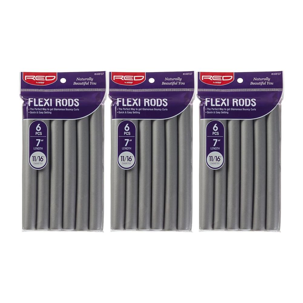 imageRed by Kiss Flexi Rods 7quot 1116quot Diameter Heatless Hair Curler for 90S Glamorous Bouncy Curls Beach Waves No Slips Sleep Styler 6 PCS x 3 PACKS7x068 Inch Pack of 18