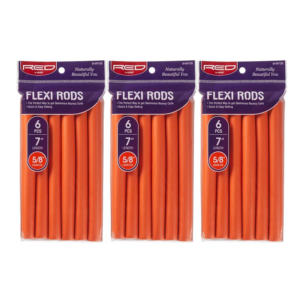 imageRed by Kiss Flexi Rods 7quot 1116quot Diameter Heatless Hair Curler for 90S Glamorous Bouncy Curls Beach Waves No Slips Sleep Styler 6 PCS x 3 PACKS7x062 Inch Pack of 18