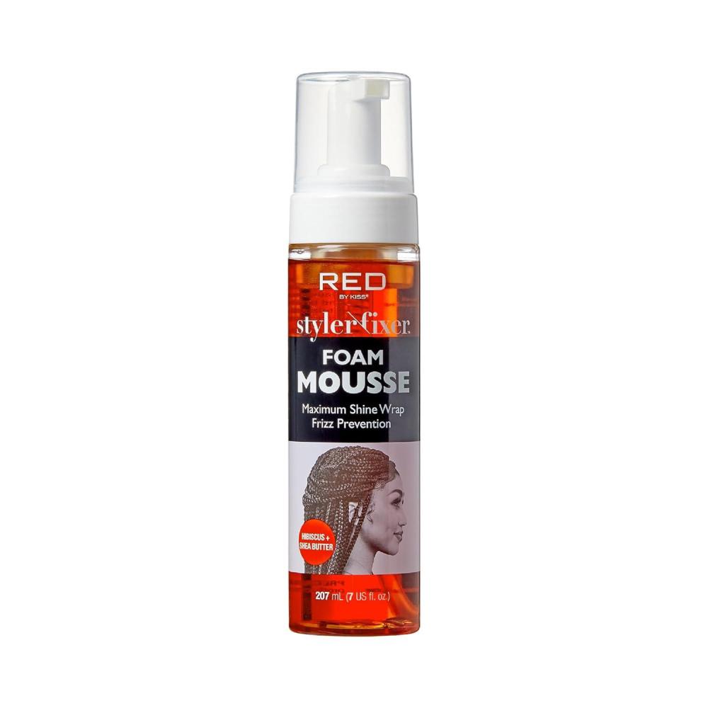 imageRed by Kiss Foaming Mousse Maximum Shine Wrap Mousse Reduce ampamp Prevent Frizz Define Curls Set ampamp Hold Styles Nourishes Dry ampamp Brittle Hair Hibiscus Shea ButterHibiscus Shea Butter