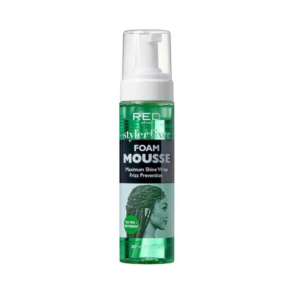 imageRed by Kiss Foaming Mousse Maximum Shine Wrap Mousse Reduce ampamp Prevent Frizz Define Curls Set ampamp Hold Styles Nourishes Dry ampamp Brittle Hair Hibiscus Shea ButterTea Tree Peppermint