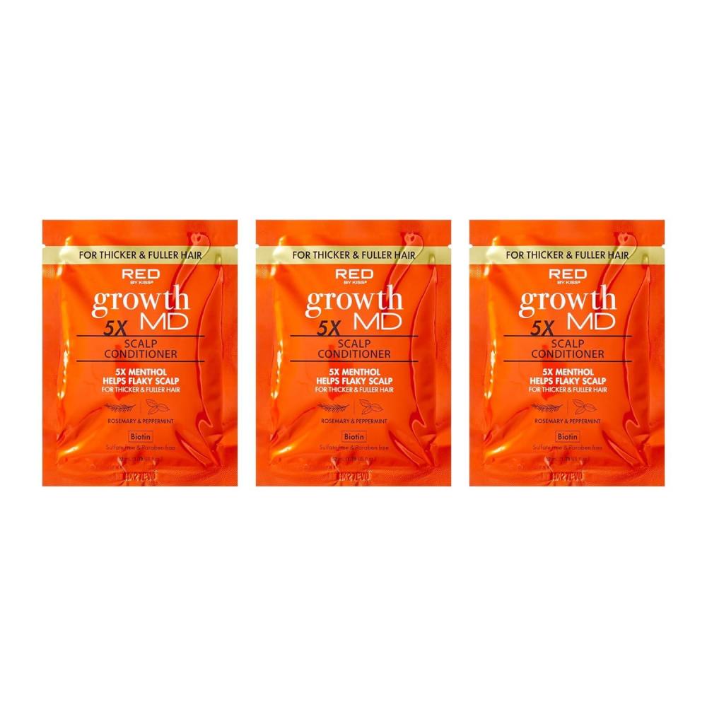 imageRed by Kiss Growth MD Scalp Conditioner 5X Menthol for Flaky Scalp Relief ampamp Thicker Fuller Hair Vitamins ampamp Biotin Infused for Strengthening ampamp Itch Relief Vegan Formula ampamp Cruelty Free 10oz175 Ounce Pack of 3