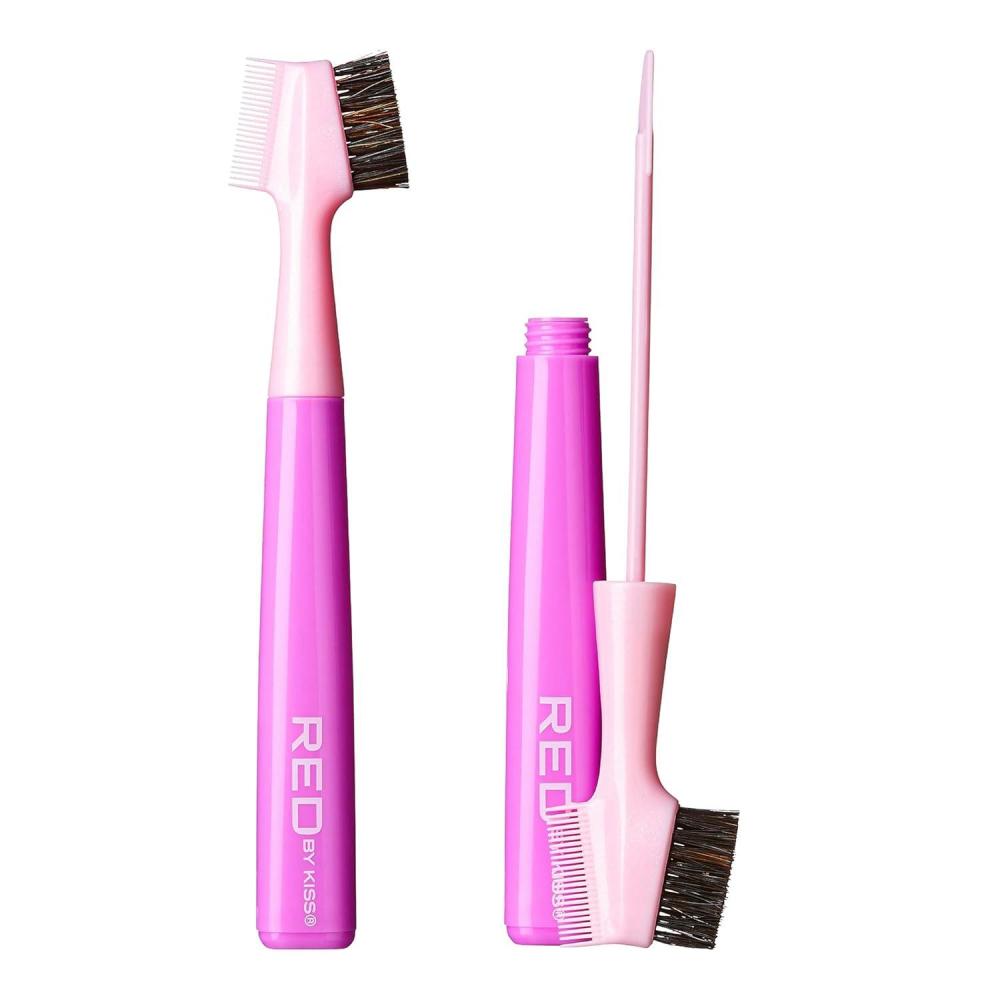 imageRed by Kiss Hair Brush with Edge Fixer Gel 3 in 1 Edge Control Styler for Women Boar Bristle Brush Sweet PeachSWEET PEACH