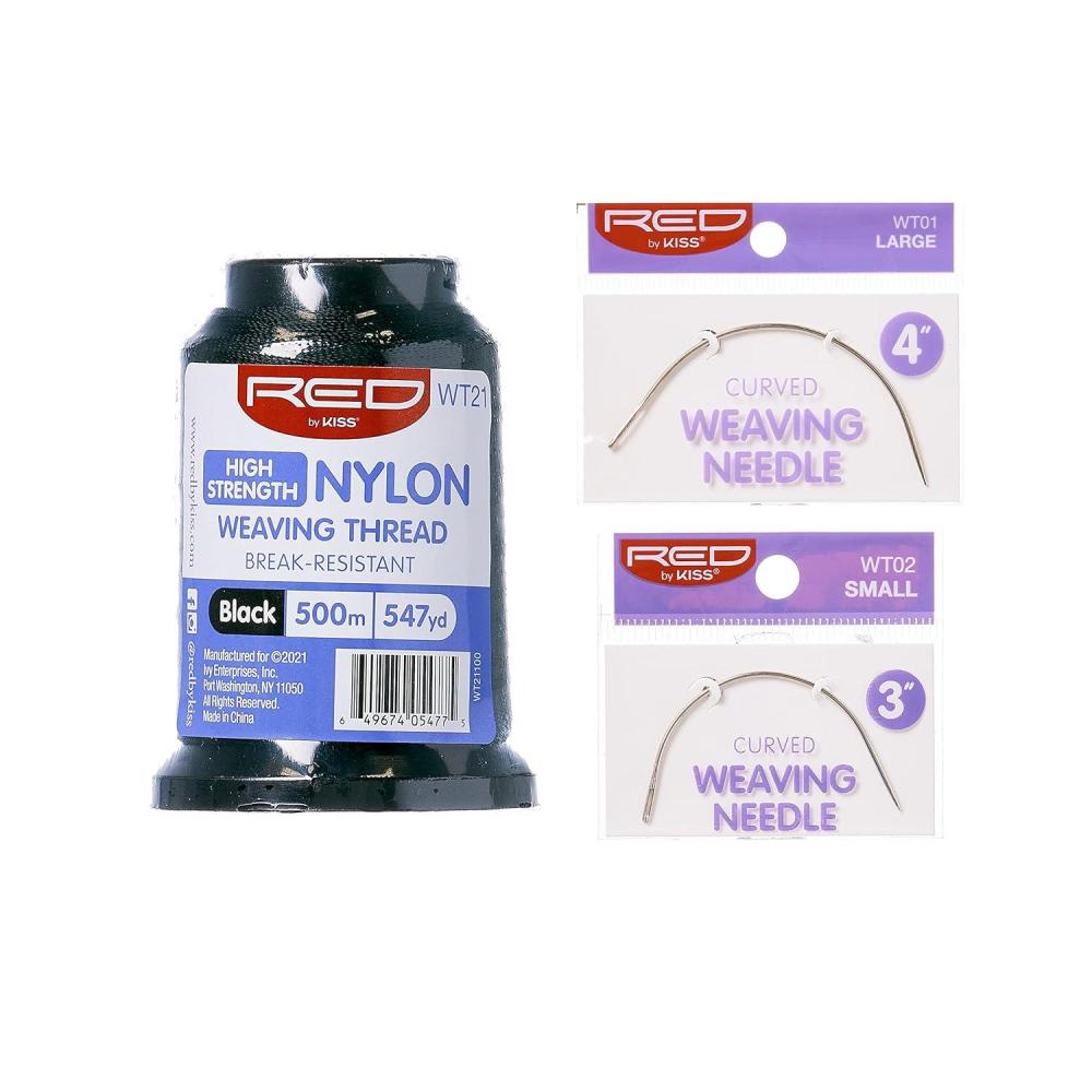 imageRed by Kiss Hair Nylon Weaving Thread Black 547yard High Strength and Curved Weaving Needles Set Hair Extension Kit NylonHigh Strength547 yard setHigh Strength
