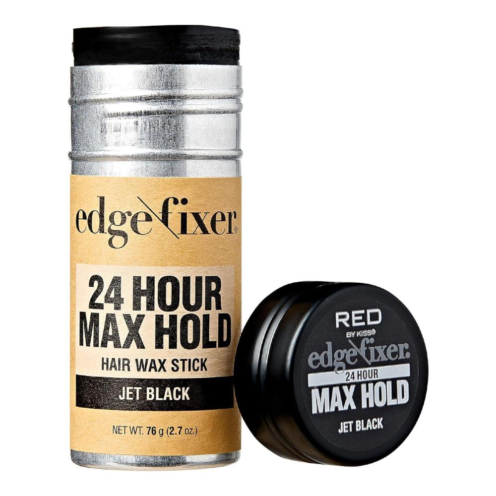 imageRed by Kiss Hair Wax Stick 24HR Max Hold Edge Fixer Edge Control Pomade NonSticky NonOily Flake Free Hair Styling Wax 27 oz UnscentedJet Black