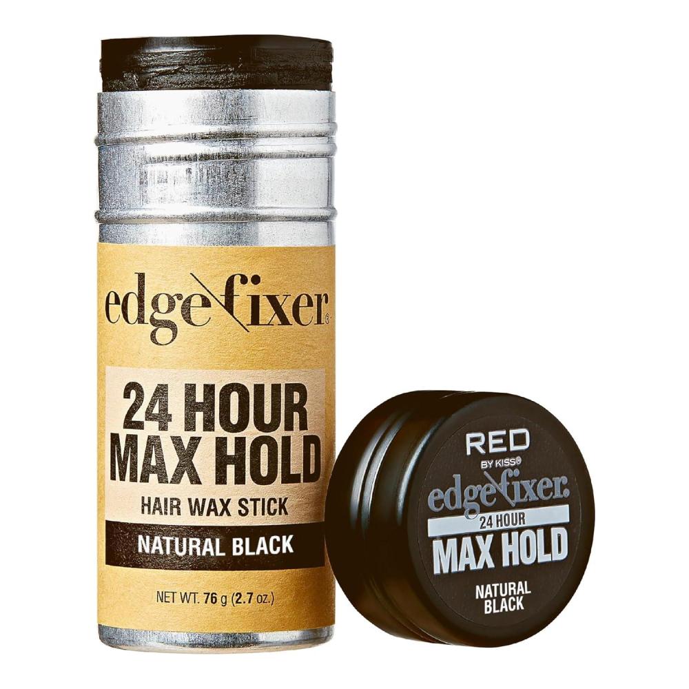 imageRed by Kiss Hair Wax Stick 24HR Max Hold Edge Fixer Edge Control Pomade NonSticky NonOily Flake Free Hair Styling Wax 27 oz UnscentedNatural Black