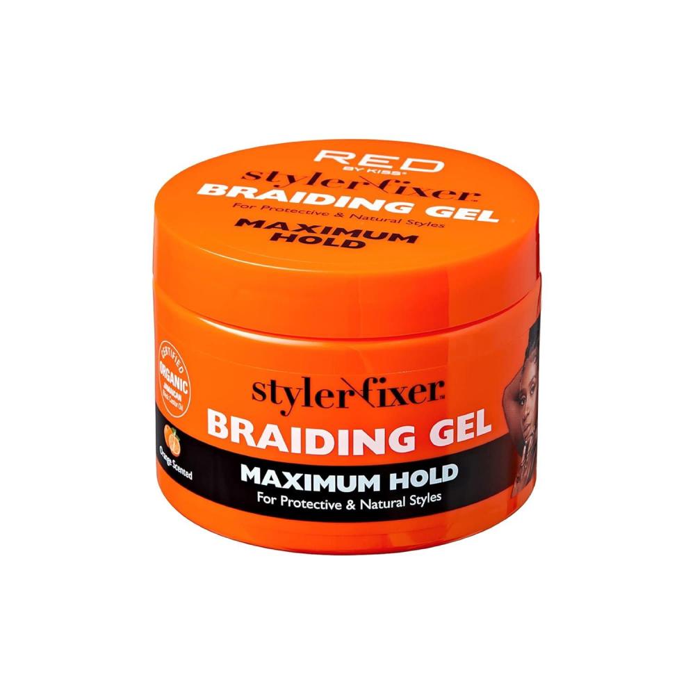 imageRed by Kiss Hold Braiding Gel for Box Braids Cornrows Hydrating Conditioning Adds High Shine Enriched with Certified Organic Jamaican Black Castor Oil Maximum Hold No Color 6 Ounce