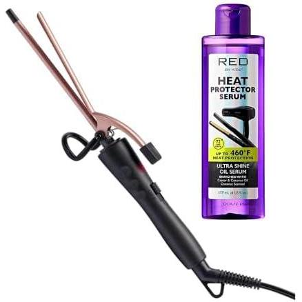 imageRed by Kiss Pencil Curling Iron 14Inch Ceramic Barrel ampamp Heat Protector Serum