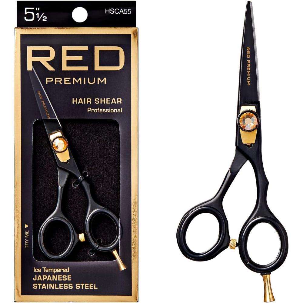 imageRed by Kiss Premium Artisan Professional Hair Shears Ice Tempered Japanese Stainless Steel Scissors Sharp Blades for Precise Cutting Ergonomic ampamp Adjustable Tension Screw Thinning 65inStraight