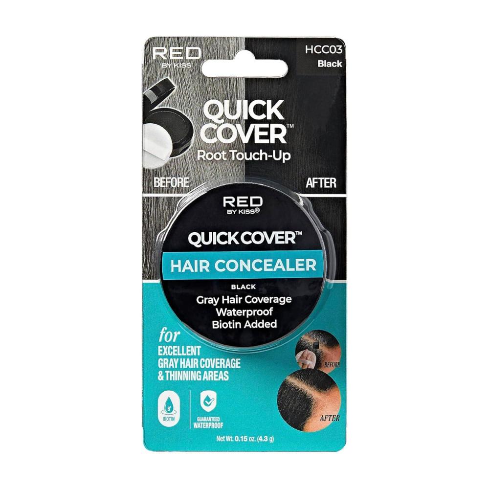 imageRed by Kiss Quick Cover Hair Concealer Temporary Root TouchUp Broad Mass Gray Coverage Lightweight ampamp Waterproof Biotin Infused Dark BrownBlack
