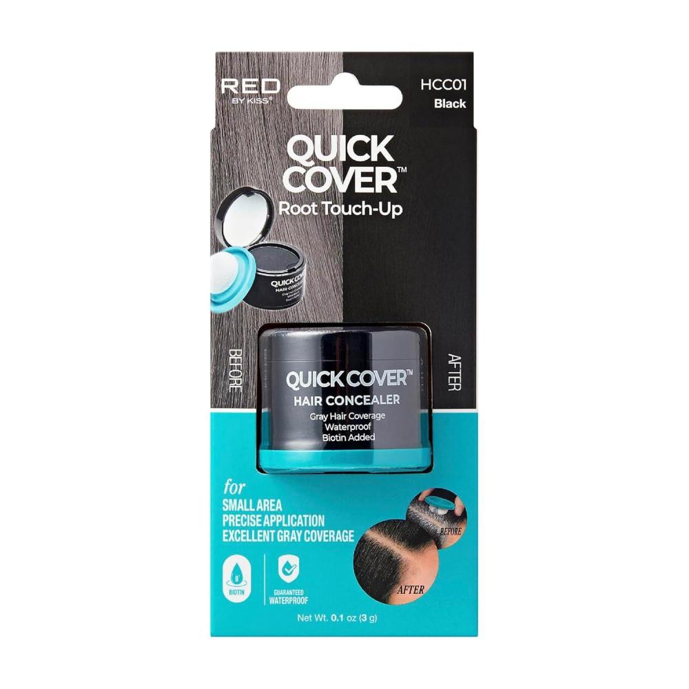 imageRed by Kiss Quick Cover Hair Concealer Temporary Root TouchUp Precision Gray Coverage Lightweight ampamp Waterproof Biotin Infused Dark BrownBlack