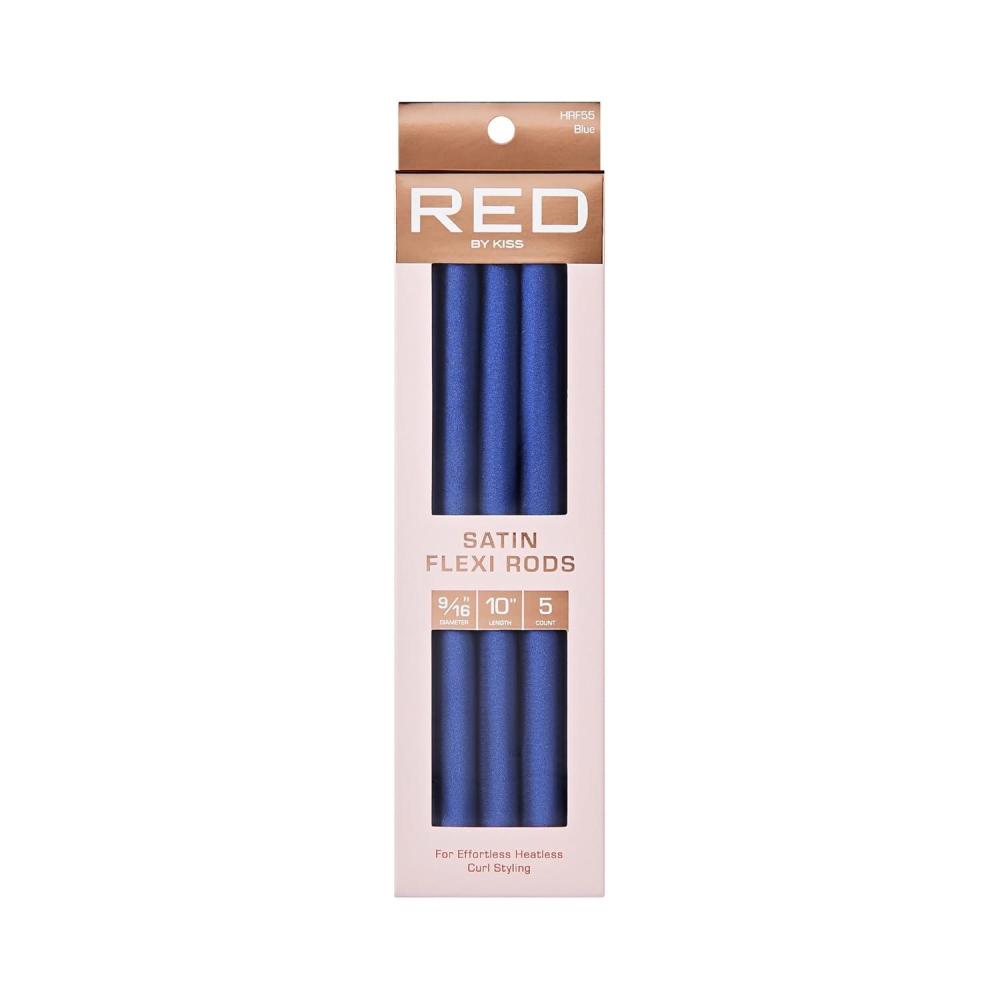 imageRed by Kiss Satin Flexi Heatless Curling Rods Damage Free ampamp Frizz Free No Heat Soft Curls Silky Satin to Prevent Breakage Comfortable PinFree Styling Gentle Rollers for All Hair TypesBlue