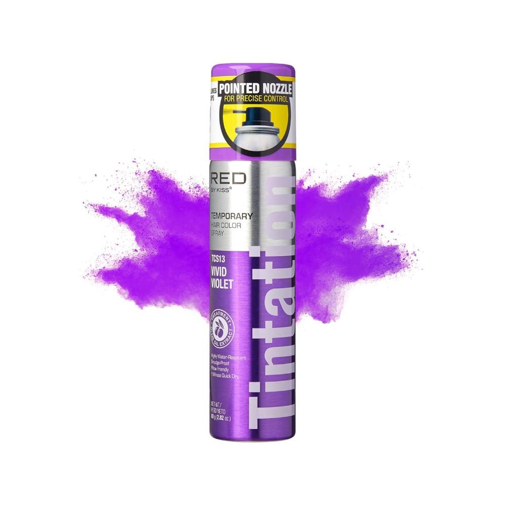 imageRed by Kiss Tintation Temporary Hair Color Spray 282oz QuickDry ampamp SmudgeProof Vivid Color Washable Hair Dye Styling Spray Cosplay Halloween Birthday Party Festival Vivid Violet