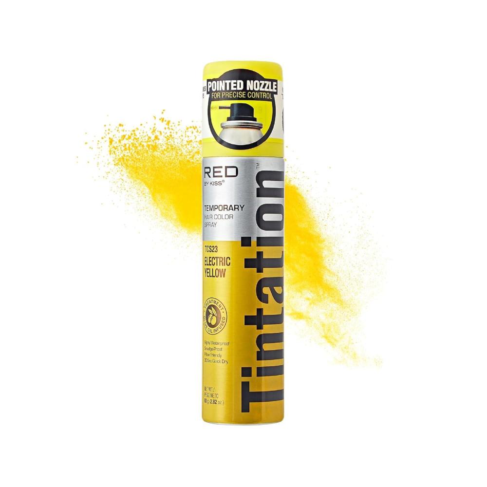 imageRed by Kiss Tintation Temporary Hair Color Spray 282oz QuickDry ampamp SmudgeProof Vivid Color Washable Hair Dye Styling Spray Cosplay Halloween Birthday Party Festival Electric Yellow