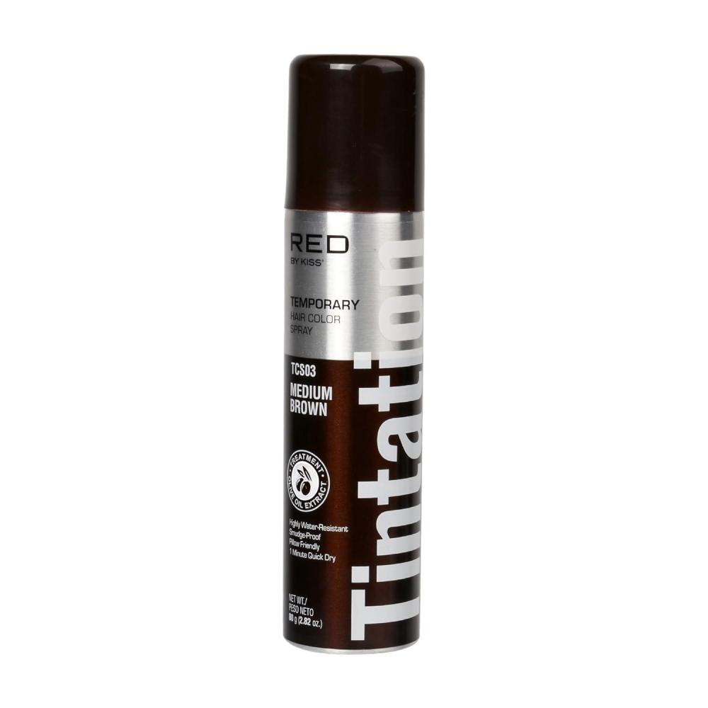 imageRed by Kiss Tintation Temporary Hair Color Spray Instant Gray Root Touch Up Coverage WaterResistant ampamp SmudgeProof Easy Wash Out Barber ampamp Hairline TouchUp QuickDry Medium Brown 282 oz