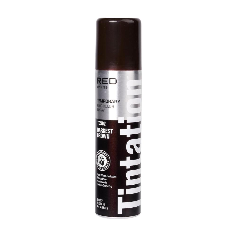 imageRed by Kiss Tintation Temporary Hair Color Spray Instant Gray Root Touch Up Coverage WaterResistant ampamp SmudgeProof Easy Wash Out Barber ampamp Hairline TouchUp QuickDry Darkest Brown 282 oz