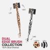 RED by Kiss Dual Edge Brush 3 in 1 Edge Brush Comb Soft and Hard Board Bristles (Leopard)(Leopard)
