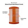 RED by Kiss Premium Wood Men Long Beard Comb, Easy Detangling and Styling, Durable Design for Gentle Beard Hair & Mustache Grooming Essential, No Snagging & Pulling, Maximize Conditioning(Dual Side Comb)