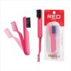 Red by Kiss 2-in-1 Foldable Comb & Edge Brush with Travel Case, Compact Palm-Sized Design, 100% Soft Boar Bristles for Smooth Hair & Edge Control, Portable Hair Styling Tool (Pink)(Pink)