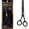 Red by Kiss Premium Artisan Professional Hair Shears, Ice Tempered Japanese Stainless Steel Scissors, Sharp Blades for Precise Cutting, Ergonomic & Adjustable Tension Screw (Thinning, 6.5in)(Thinning)