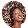 Red by Kiss Reversible Silky Satin Hair Cap Hair Bonnet with Wide Edge Double Wear Cap, Super Jumbo (Leopard)(Leopard)