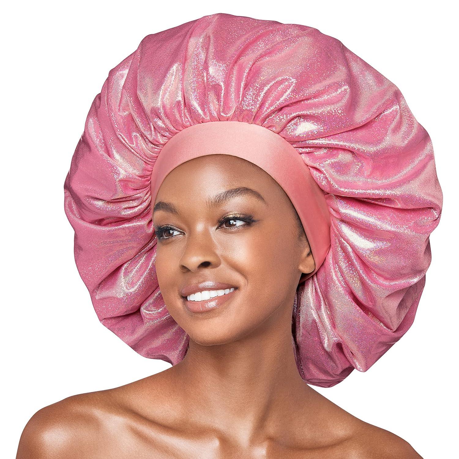 imageRed By Kiss Glitter Bonnet Premium Quality Sleeping Hair Bonnet Hair Cap Super Jumbo Black PearlPink