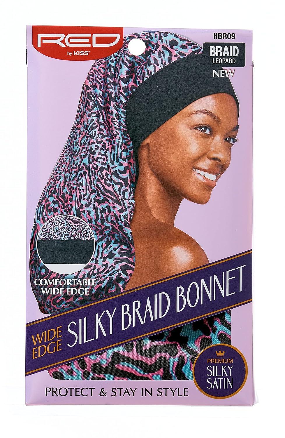 imageRed by Kiss Silky Braid Bonnet Wide Edge Bonnet Sleep Cap Frizz Free Bonnet LeopardLeopard
