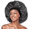 Red By Kiss Glitter Bonnet Premium Quality Sleeping Hair Bonnet Hair Cap, Super Jumbo (Black Pearl)(Jet Black Pearl)