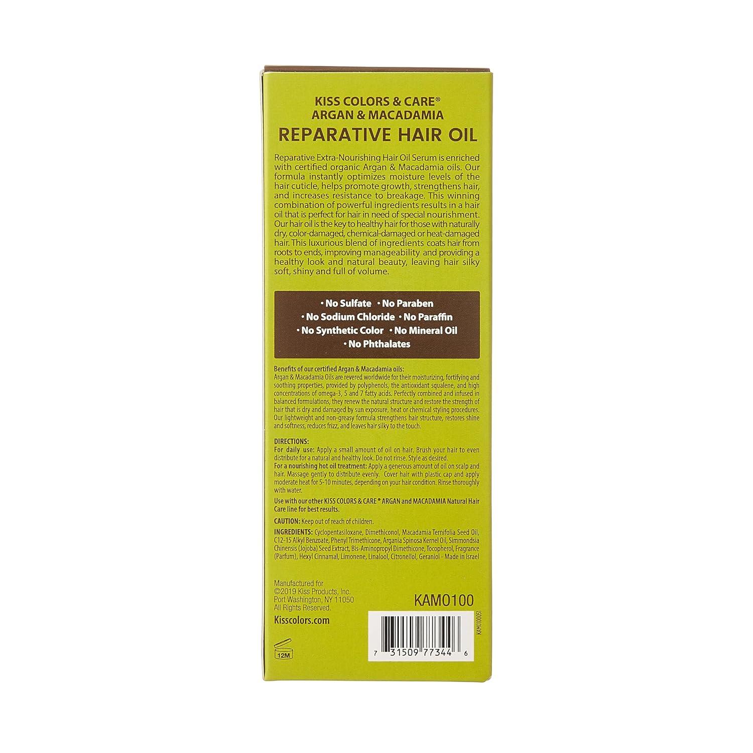 image:imageKISS Argan amp Macademia Reparative Hair Oil Serum 100mL 338 US floz338 Fl Oz Pack of 1