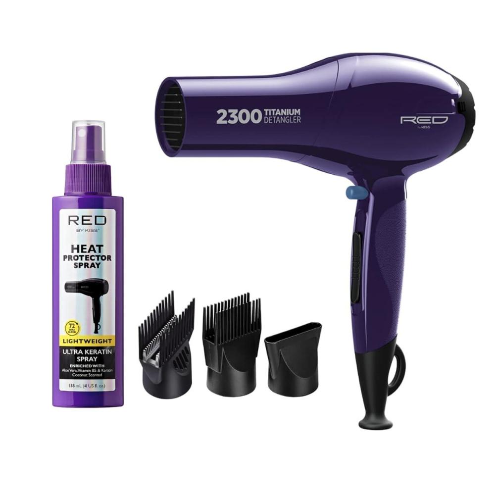 image:imageRED by Kiss Ultimate Hair Care Bundle Titanium 2300 Detangler Dryer amp Ultra Keratin Heat Protector Spray 4oz