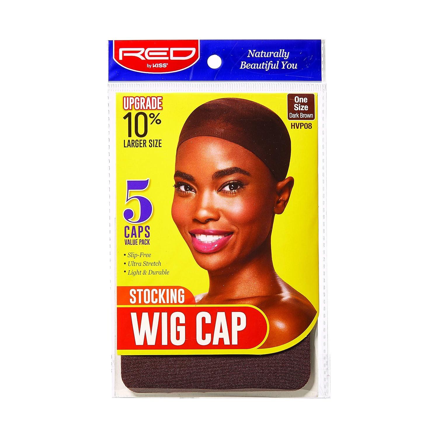 image:imageRed by Kiss Stocking Wig Cap 5 PCS Dark Brown with Lace Wig Powder Tinted Medium Dark Brown