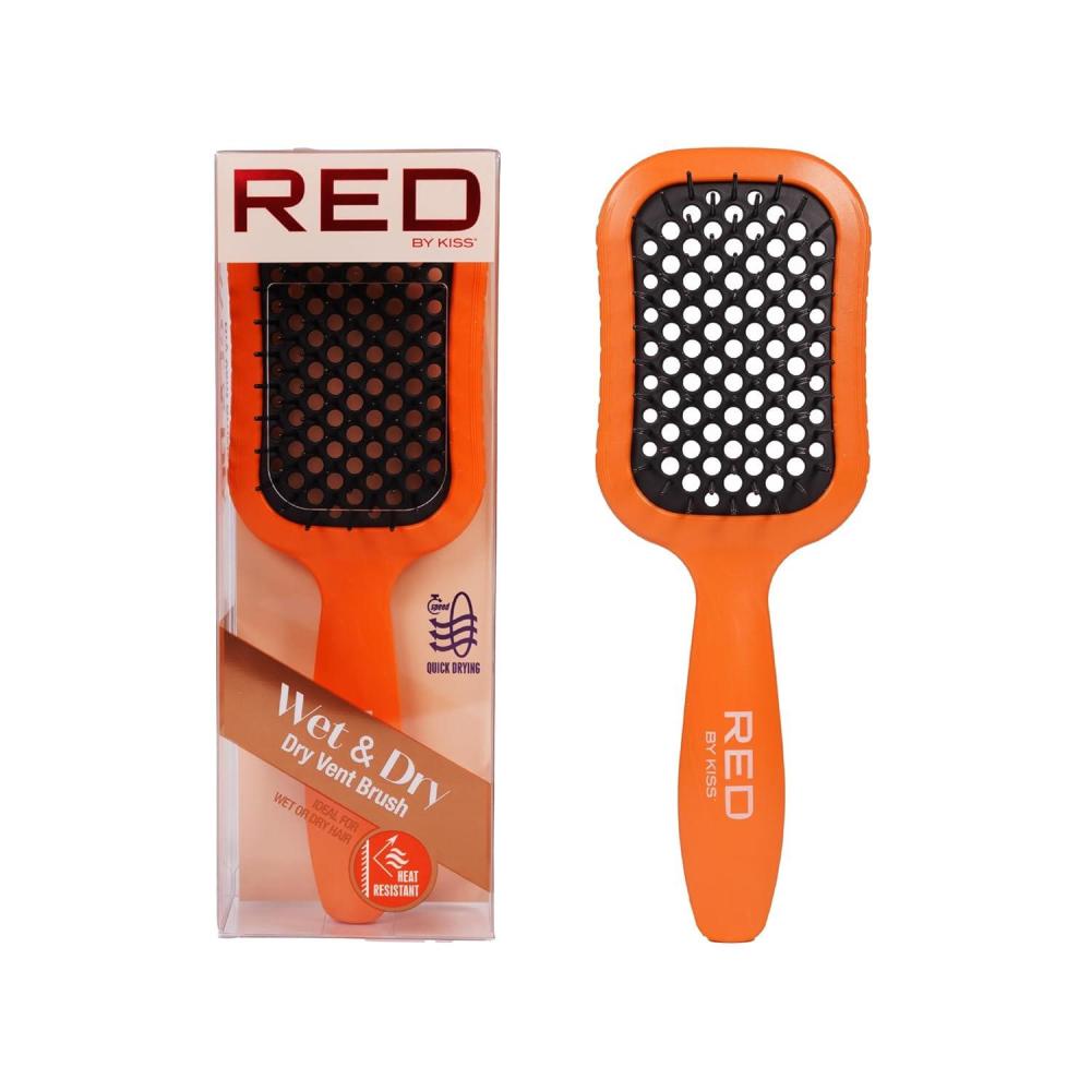 image:imageRED by Kiss Dry Vent HeatResistant Hair Brush Detangling Fast Blow Drying for Wet Dry Curly Thick Straight Hair Vented Detangler for Women Men Children KidsOrange