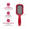 RED by Kiss Dry Vent Heat-Resistant Hair Brush, Detangling Fast Blow Drying for Wet Dry Curly Thick Straight Hair, Vented Detangler for Women Men Children Kids(Red)