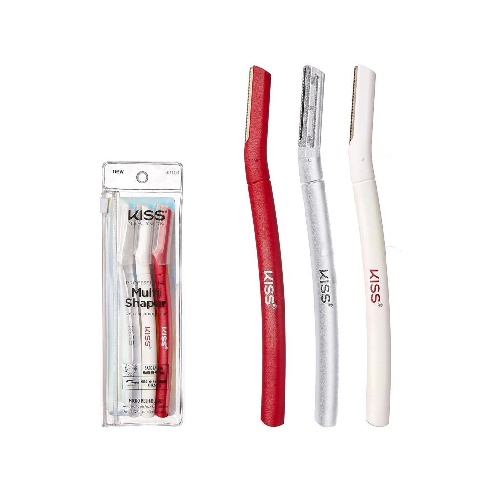 image:imageKiss New York Eyebrow Razor Trimmer Facial Hair Shaper Remover Multipurpose Exfoliating Dermaplaning Dermaplane Shaving Tools for Men amp Women 3 Count