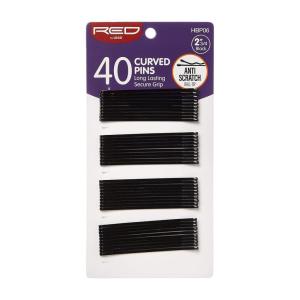 Red by Kiss Long Lasting & Secure Grip Bob Pins (2-3/4″, 40 Count – Curved)