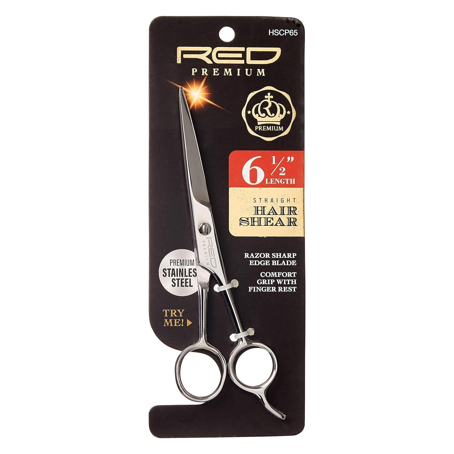 image:imageRed Premium 100 Stainless Steel Hair Thinning Shear Premium 65 Thinning Shear Razor Sharp Blade Comfort Grip with Finger RestPremium