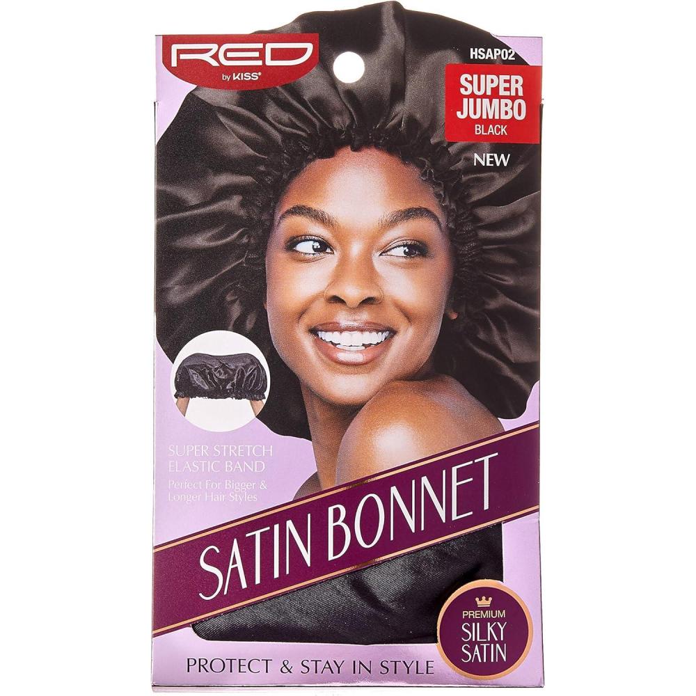 image:imageRed by Kiss Premium Quality Silky Satin Satin Bonnet Super Jumbo Black