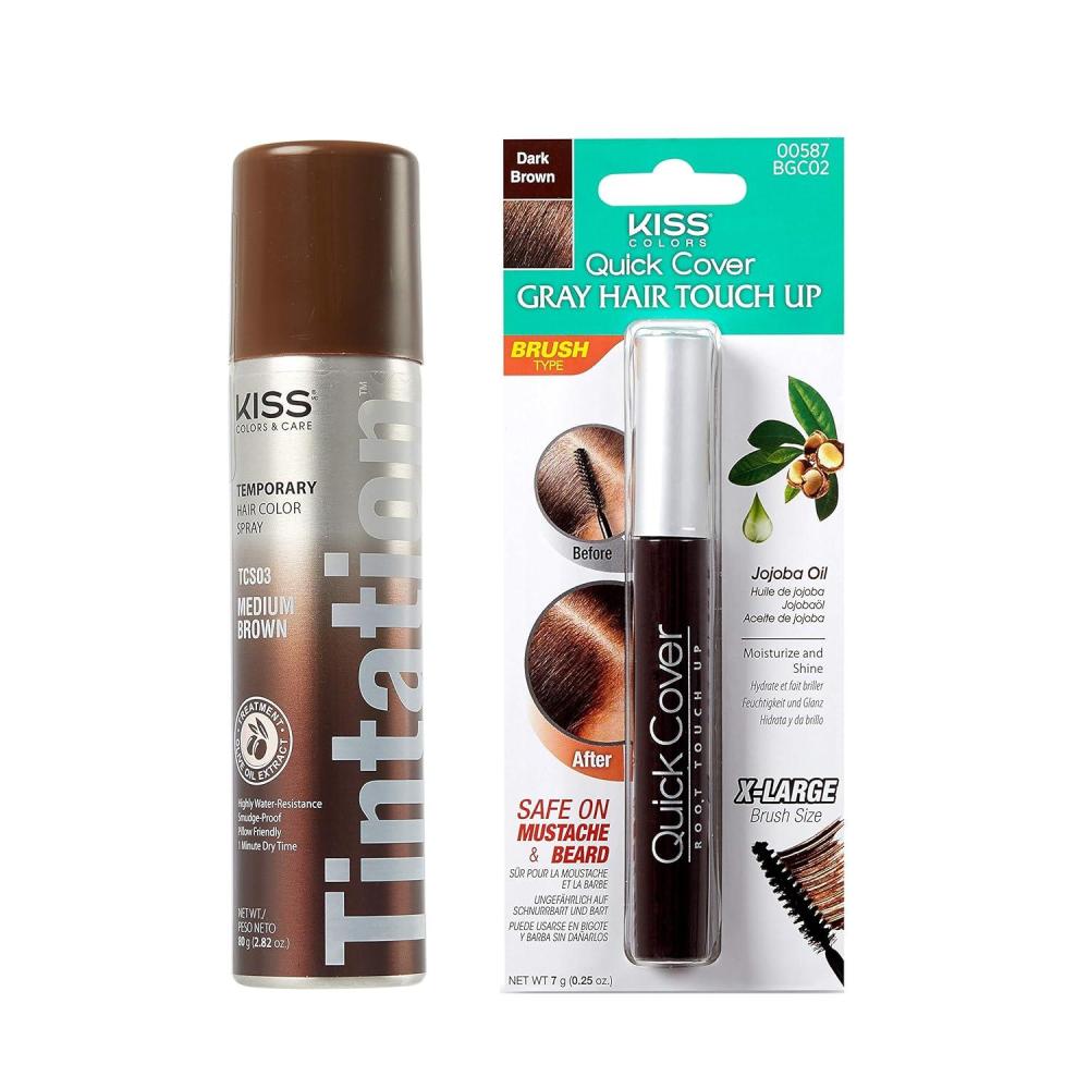 image:imageKISS Tintation Temporary Hair Color Spray amp Hair Mascara Medium Brown
